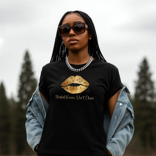 Gold Kiss Lips T-shirt | Gift for girlfriend | T-shirt For Wife