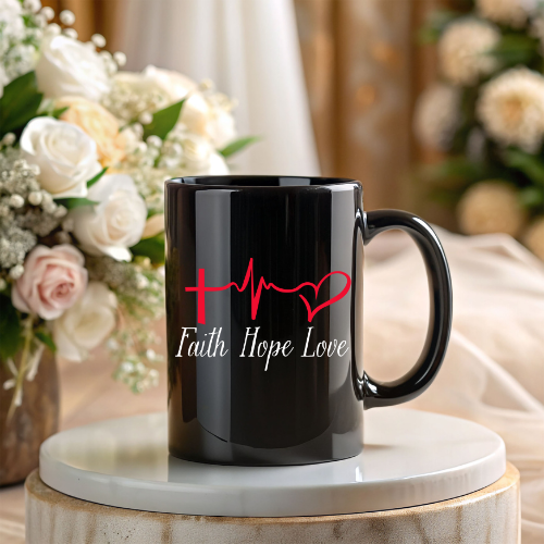 Inspirational Faith Ceramic Black Mug | Gift for Lover | Hope Mug