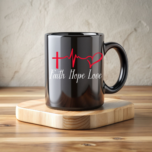 Inspirational Faith Ceramic Black Mug | Gift for Lover | Hope Mug