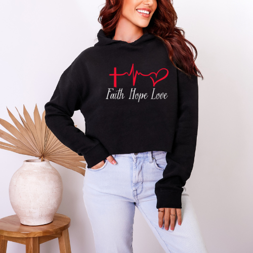 Cozy Faith Inspired Cropped Hoodie | Motivational Gift for Women