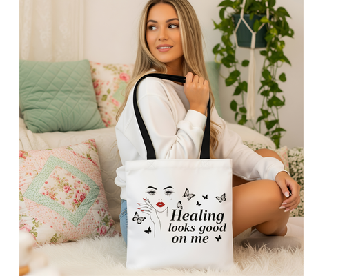 Healing Looks Good On Me Tote Bag | Self Love & Affirmation Bag