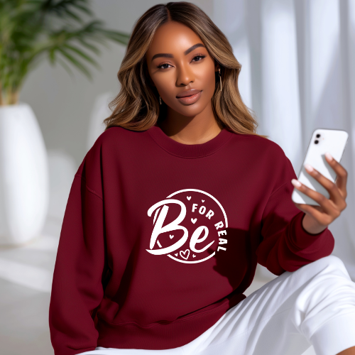 Be For Real Sweatshirt | Heart Graphic Sweatshirt