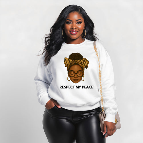 Respect My Peace Sweatshirt | Black Woman Illustration Crewneck