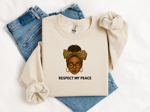 Respect My Peace Sweatshirt | Black Woman Illustration Crewneck