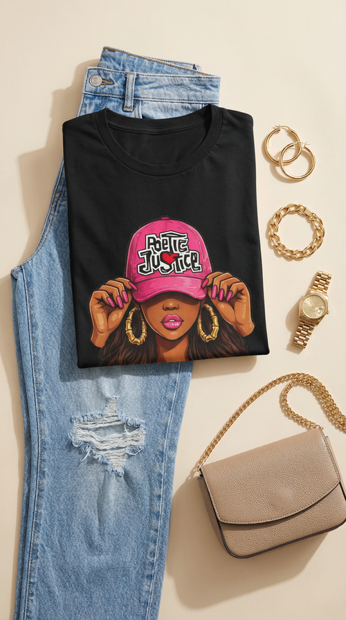 Poetic Justice Graphic T-shirt for Women | Karma Quote Graphic Tee | Trendy Women's Streetwear | Statement Fashion Shirt