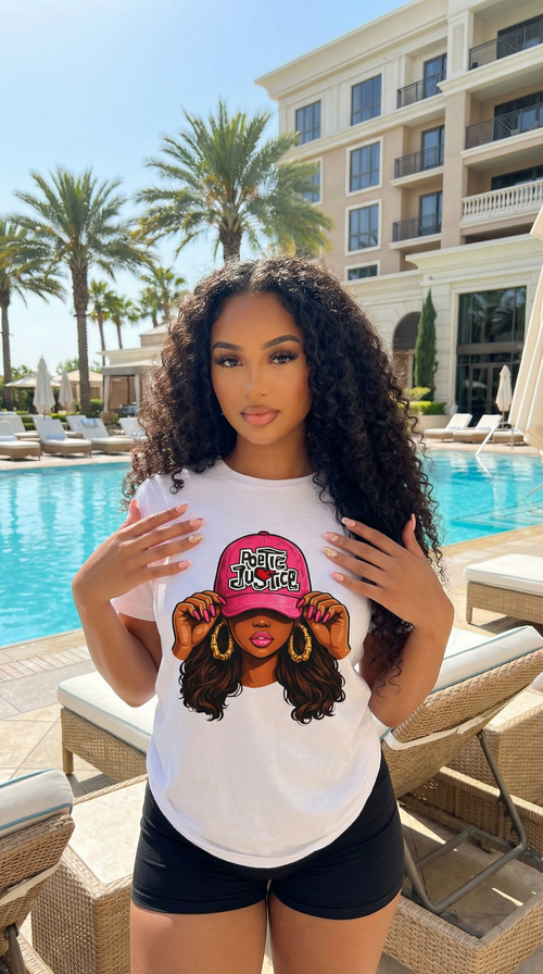 Poetic Justice Graphic T-shirt for Women | Karma Quote Graphic Tee | Trendy Women's Streetwear | Statement Fashion Shirt