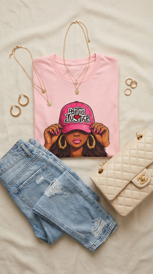 Poetic Justice Graphic T-shirt for Women | Karma Quote Graphic Tee | Trendy Women's Streetwear | Statement Fashion Shirt