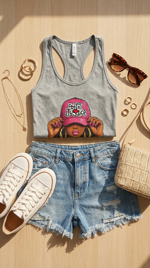 Poetic Justice Tank Top Women | Graphic Racerback Tank | Aesthetic Streetwear Tee | Cute Summer Outfit Top | Baddie Outfit Shirt