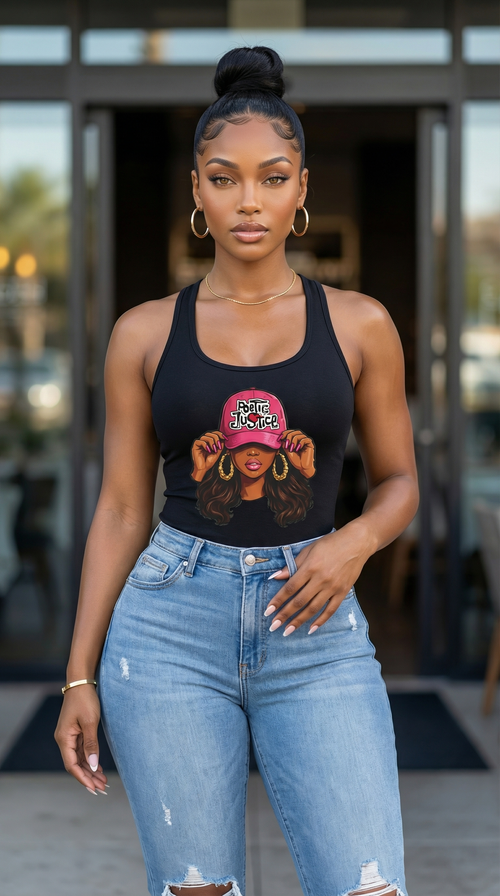 Poetic Justice Tank Top Women | Graphic Racerback Tank | Aesthetic Streetwear Tee | Cute Summer Outfit Top | Baddie Outfit Shirt