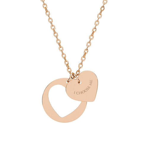 I Choose Me Rose Gold Heart Necklace Engraved | Affirmation Jewelry