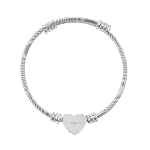 Faith Over Fear Heart Bracelet Engraved | Self Love Gift for Her