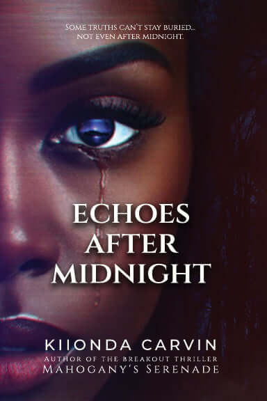 Echoes After Midnight book cover featuring a woman's emotional expression and tears.